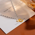 S925 silver beaded bracelet featuring a gold letter C pendant and small zircon stone - Silver Letter C