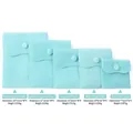 Multiple sizes of velvet jewelry pouches with snap button closures for ring storage - Arc / Small (7x7cm) / Tiffany Blue (Cyan)