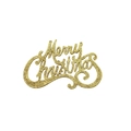 Decorazione appesa Merry Christmas glitterata dorata per l'ornamento dell'albero di Natale - 15cm x 9cm / Oro