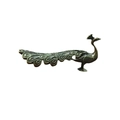 Antique bronze peacock statue figurine with detailed feathers on a white background - Large Walking Peacock