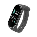 Black silicone sports smart bracelet with digital oval screen and fitness tracking - Gray