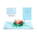 3D pop-up flower card in light blue paper with matching note card and envelope set - Blue Peony