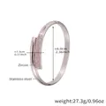 Silver stainless steel oval bangle with high-quality sparkling pink zircon inlay - Steel Pink Zirconia Wide Bangle (Z456) / 6.0cmx1.3cm