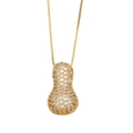 Gold plated peanut pendant necklace with sparkling zircon pavé on a classic box chain - Shape: Peanut / Gold