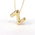 3D balloon style gold letter Z pendant necklace with shiny polished finish on box chain - Letter Z