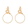 Golden punk snake hoop earrings with detailed cobra scale texture in metallic finish - Snake Decor Large Hoop (0216) / Gold