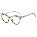Modieuze cat-eye bril in transparant paars TR90 met kleurrijk marmeren patroon decor - Transparant Paars Bloemen