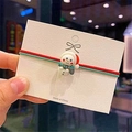 Detailed view of Christmas snowman resin charm on high-elasticity hair tie band - Snowman