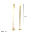 Orecchini pendenti in acciaio 18K con stella, lunghezza di 75mm e un peso di 2,5g - Orecchini Pendenti con Nappa a Stella Ottagonale Zirconia (TE6410)