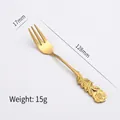Forchetta da dessert rosa in acciaio dorato da 128mm e larghezza 17mm peso 15g - Forchetta / Oro
