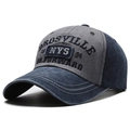 Berretto da baseball vintage blu e grigio con ricamo NYS 3D finemente dettagliato - Stile Blu Navy e Grigio (D)