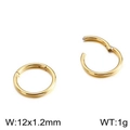 Boucles d'oreilles anneaux segments en acier inoxydable doré 12mm poli minimaliste - Style de Petit Anneau à Segment / Or