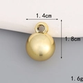 Vue détaillée de l'accessoire cœur doré UV de 1,4 cm avec dimensions et poids indiqués - 14mm*18mm Perle ronde / Doré
