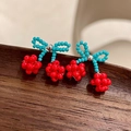 2505226 Beaded Cherry Earrings (s925 Silver Needle)
