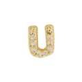18k gold plated U-shaped initial letter pendant with clear sparkling cubic zirconia - Letter U