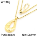 Conjunto minimalista de acero inoxidable chapado en oro de 18k con colgante de lágrima y aretes - Collar Dorado (KN288478-GC)