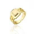 Detailed view of adjustable 18K gold plated letter L ring with micro-pave AAA zircons - Letter L