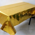 Bright gold metallic PET tablecloth with mirror finish for elegant party table decor - Gold 1.37*1.83m