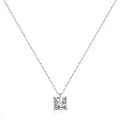 Minimalist S925 sterling silver necklace with a large square zircon on a white background - Silver