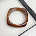 Macro detail of square resin bangle with dark brown tortoiseshell marble pattern - Style B Dark Brown Tortoiseshell