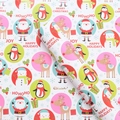 Christmas gift wrapping paper roll with cute Santa, penguin, and reindeer festive patterns - 75*52CM / White