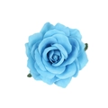 Hemelblauwe kunstmatige roos haarklem met groene bladeren in Boheemse bloemstijl - Meer blauw