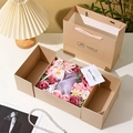 Soap flower gift set in pink and purple colors with an elegant beige carrying bag - Gift Box Flower Pink