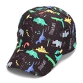Casquette enfant noire avec imprimé dinosaures colorés et texte ROAR stylisé - 52-54cm / Noir Roar Dinosaure Imprimé (#14)
