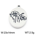 Pendentif ovale en acier inoxydable avec fleur de pavot pour collier DIY - Style Floral (KLJ8072-Z)