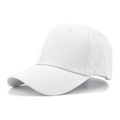 Gorra de béisbol clásica de algodón blanco con diseño de seis paneles y visera curva - Ajustable / Blanco
