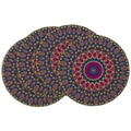 Set of four round linen placemats with colorful bohemian mandala patterns - Ethnic Style Mandala Pattern (DCP1-13)