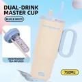 750ml blue and white stainless steel tumbler with dual-drinking lid and tea infuser - White Blue 750ml