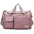 Pink waterproof nylon gym bag with wet-dry separation and adjustable shoulder strap - Sakura Pink