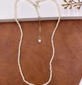 Elegant freshwater pearl necklace with small cream beads and a gold adjustable clasp - Mini Pearl 2.5mm