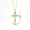 Detailed view of S925 silver cross pendant with dimensions measuring 39mm by 24mm - Cross Necklace with Buckle / Gold