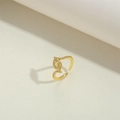 Unregelmäßiger geometrischer schlangenförmiger Ring, 14K vergoldetes Kupfer, verstellbar - Weiße Zirkonia-Augen-Stil (JZ0503-1)