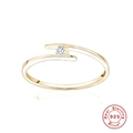 Minimalist S925 sterling silver bypass ring with sparkling cubic zirconia in gold finish - Gold #9