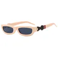 Lunettes de soleil ovales rétro à monture beige crème avec détails écaillés sur la branche - Cadre En Tôle Grise De 4 Mètres