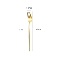 Golden 304 stainless steel dessert fork with 13cm length and 1.8cm width specifications - Gold Small Fork