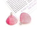 Pink gradient glitter shell charm with silver metal ring for DIY jewelry making - Pink Shell Pendant
