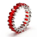 Eternity ring with marquise cut red zircon stones in silver plated stainless steel - Steel Color + Red Zirconia / US 6