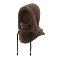 Detail of dark brown thermal fleece balaclava with adjustable drawstring and toggle - M (3-10 Years) / Coffee