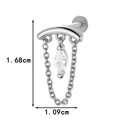 Silver F136 titanium bow chain labret stud with marquise cubic zirconia 1.68cm height - Marquise Zirconia Tassel Style (0190-9#) / Silver