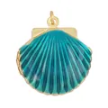 Enamel scallop shell pendant in turquoise and gold for beach jewelry necklaces - Turquoise Shell Locket