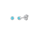 Minimalist S925 silver stud earrings featuring round sky blue turquoise gemstones - Silver Turquoise Zirconia