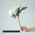 Creamy white artificial peony flower bouquet with bud, total length 49cm for home decor - Off-white