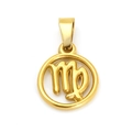 Polished gold stainless steel Virgo zodiac pendant with hollowed design on white background - Virgo (SP641G-6)