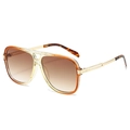 Orange gradient aviator sunglasses with brown tinted lenses and gold metal temples - Tea Frame Tea Lens