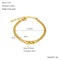 Double-layer golden stainless steel bead bracelet with Love pendant and adjustable chain - Love Letter Style (1139) / Gold
