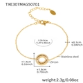 Detail view of a gold-plated stainless steel bracelet with zircon-encrusted double rings - 16+5cm / Double Ring Inlaid Bracelet (TXE307)